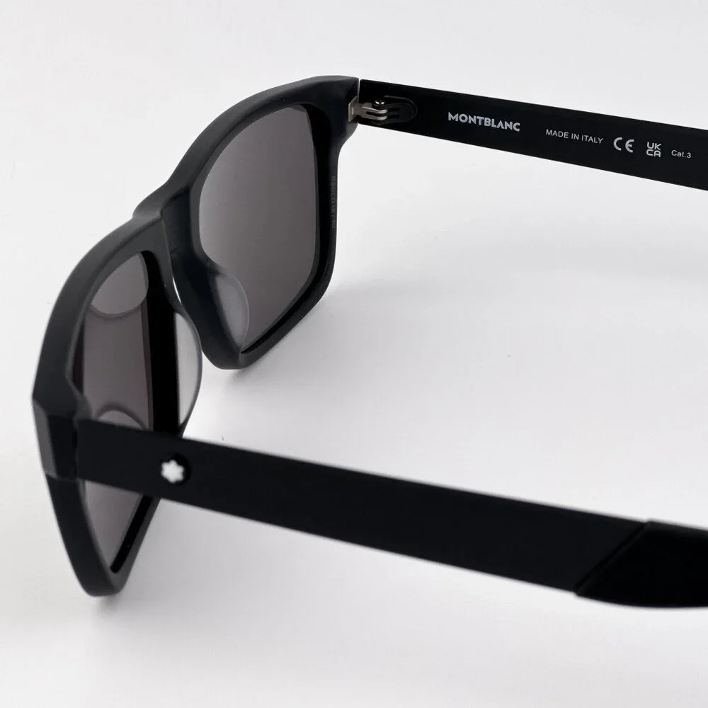 Montblanc Men Sunglasses Matte Black Grey Rectangle Frame Grey | Model MB0299S